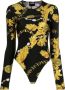 Versace Jeans Couture Zwarte Chain Couture Body met Lange Mouwen Paarse Chain Couture Top voor Vrouwen Black Purple Dames - Thumbnail 7