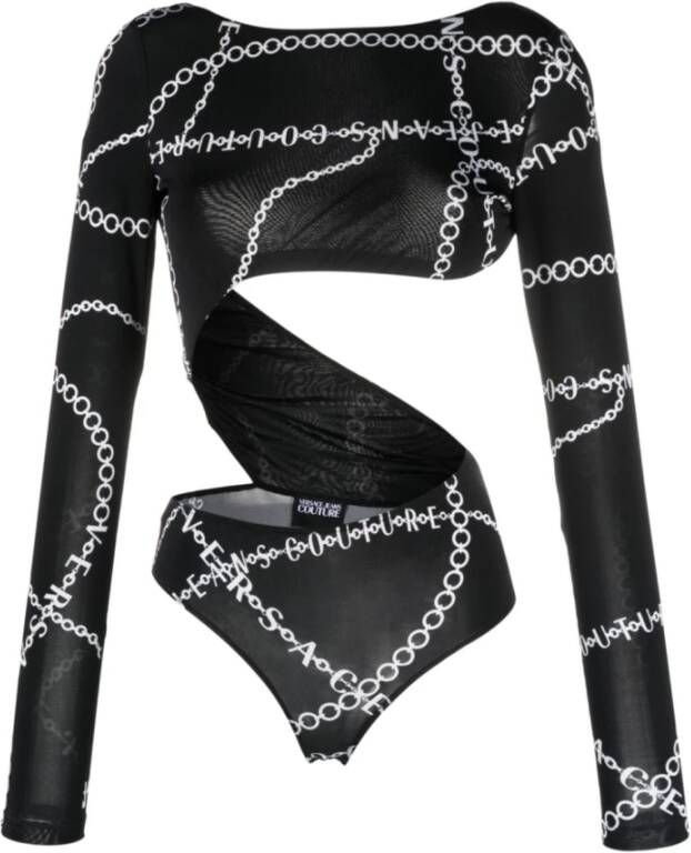 Versace Jeans Couture Zwarte Body Top Vrouwelijke Silhouet Black Dames