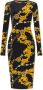 Versace Jeans Couture Stretch Viscose Midi Jurk met All-Over Logo Print Black Dames - Thumbnail 11