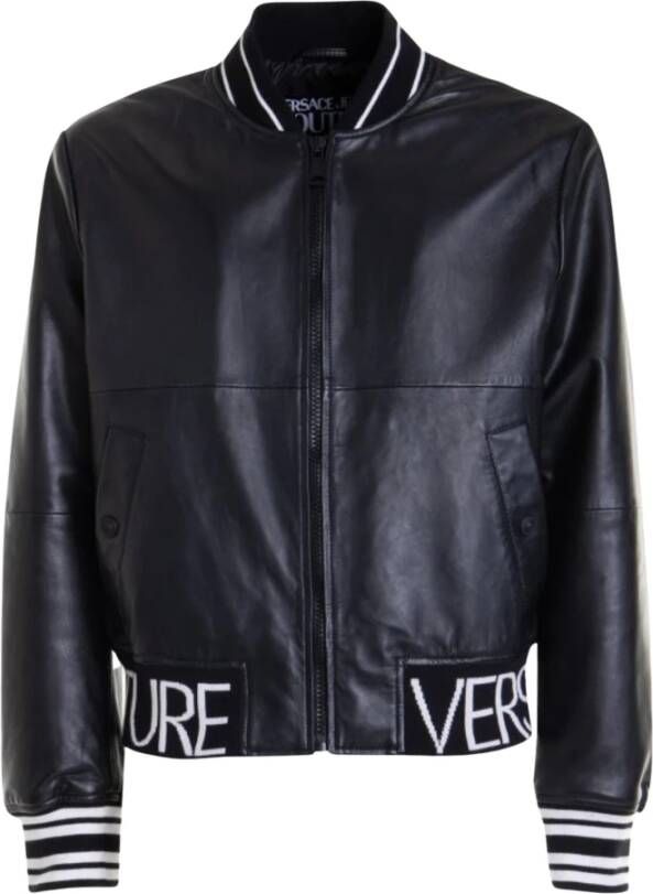 Versace Jeans Couture Stijlvolle Leren Jas voor Heren Black Heren