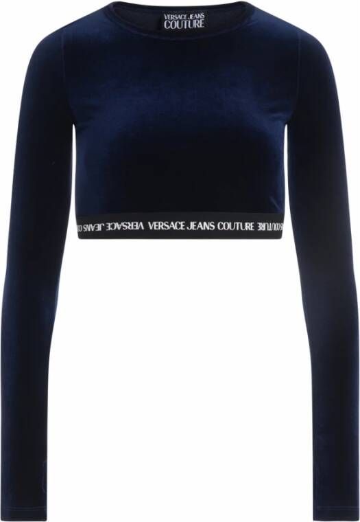Versace Jeans Couture Stijlvolle Crop Top met Mouwen Blue Dames