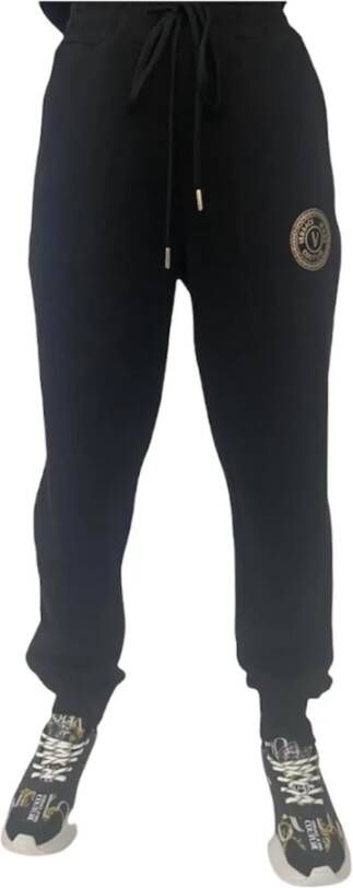 Versace Jeans Couture Zwarte Joggingbroek van Zijde met Gouden Logo Black Heren