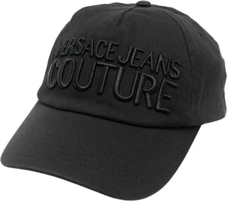 Versace Jeans Couture Zwarte Katoenen Pet met Geborduurd Logo Black Heren