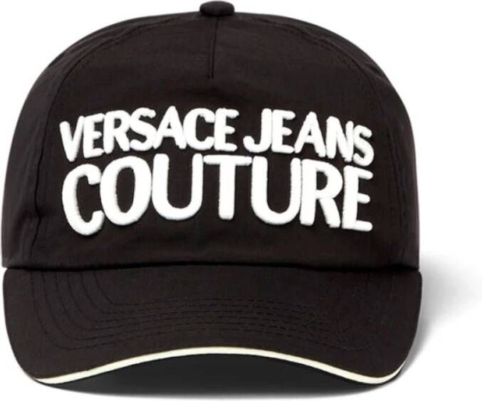 Versace Jeans Couture Geborduurde Baseballpet Zwart Wit Black Unisex