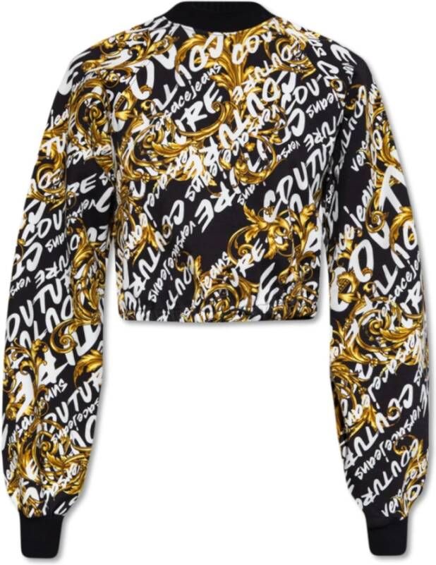 Versace Jeans Couture Cropped Logo Brush Couture Sweatshirt Yellow Dames