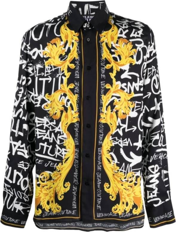 Versace Jeans Couture Logo-Print Overhemd met Lange Mouwen Black Heren