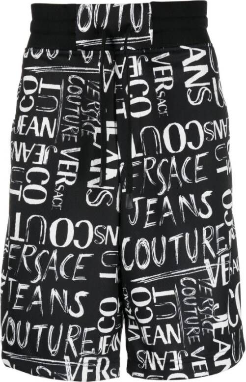 Versace Jeans Couture Logo-Print Track Shorts Black Heren