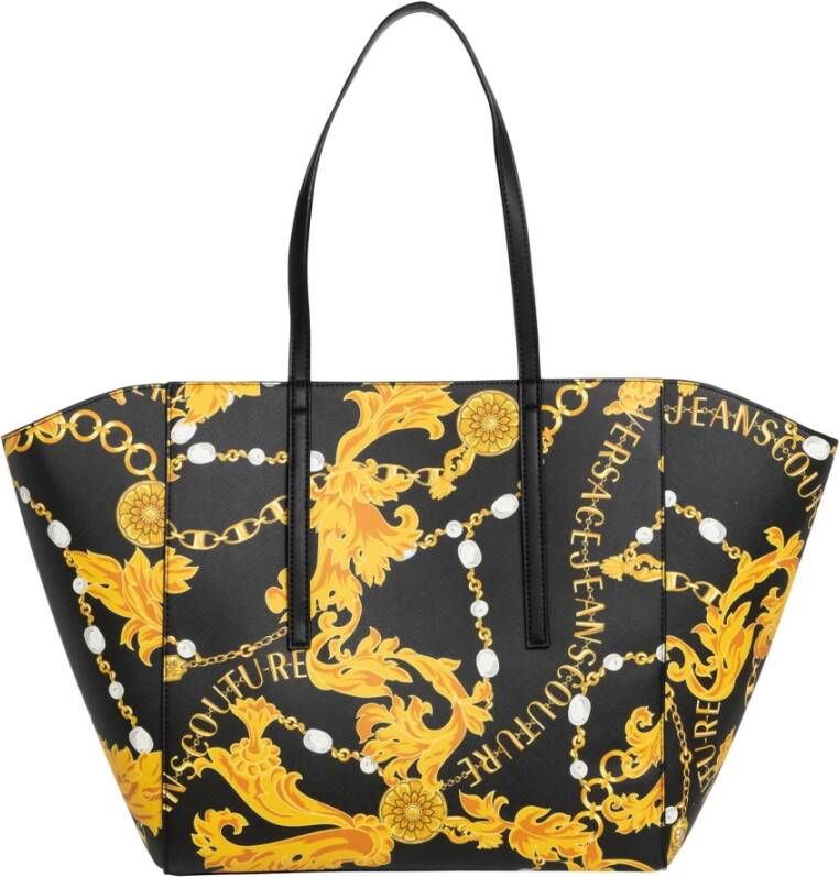 Versace Jeans Couture Zwarte Barocco Print Tote Tas met Afneembare Pouch Black Dames