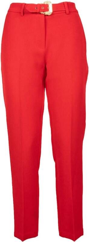Versace Jeans Couture Tapered broek met barokgesp Red Dames