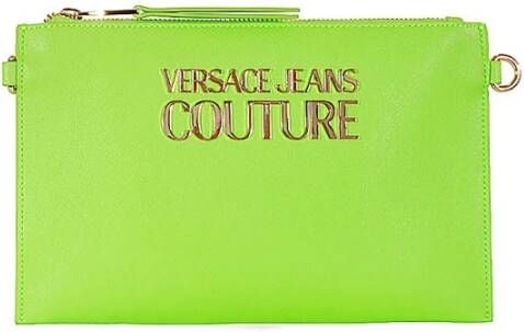 Versace Jeans Couture Groene Logo-Plaque Clutch Tas Green Dames