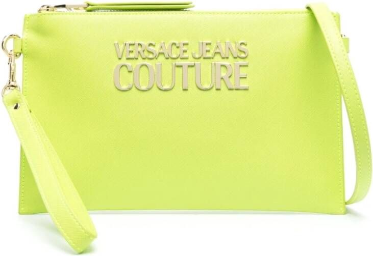 Versace Jeans Couture Groene Logo-Plaque Clutch Tas Green Dames