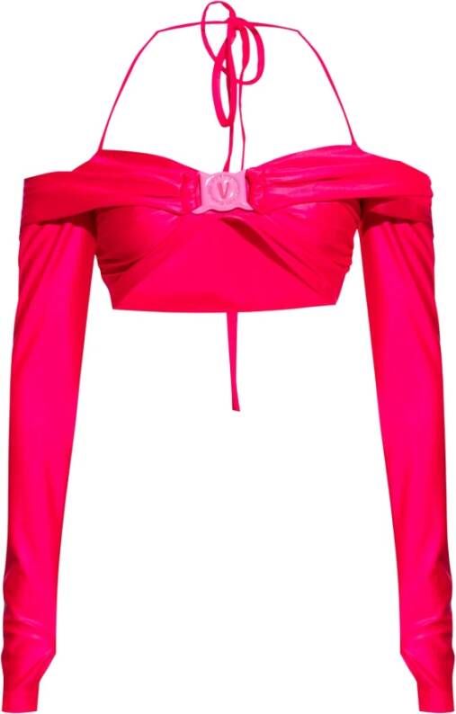 Versace Jeans Couture Top met lange mouwen en gerimpelde details Pink Dames