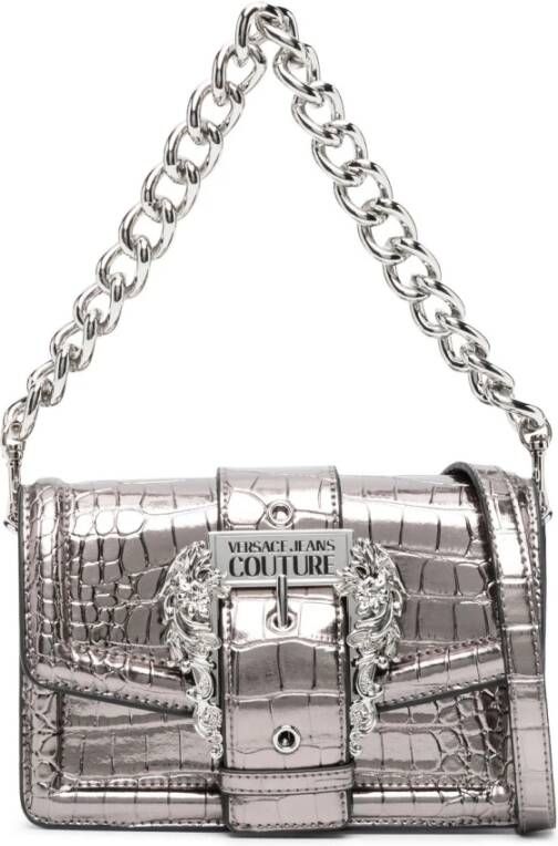 Versace Jeans Couture Grijze Polyester Handtas met Metallic Effect Gray Dames