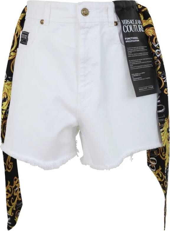 Versace Jeans Couture Denim Logo Shorts With Foulard Belt Wit Dames