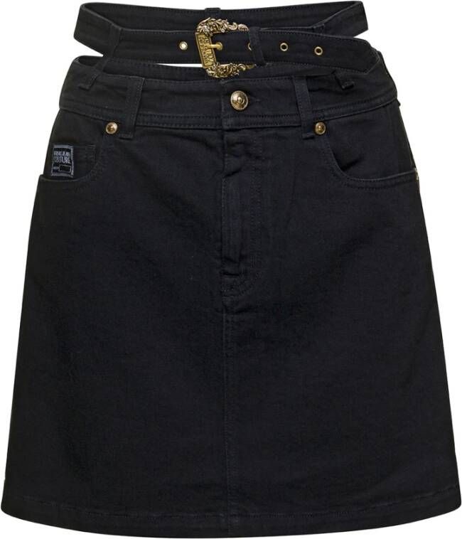 Versace Jeans Couture Denim Skirts Zwart Dames