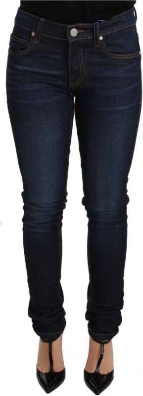Versace Jeans Couture donkerblauw katoen lage taille skinny denim jeans Blauw Dames