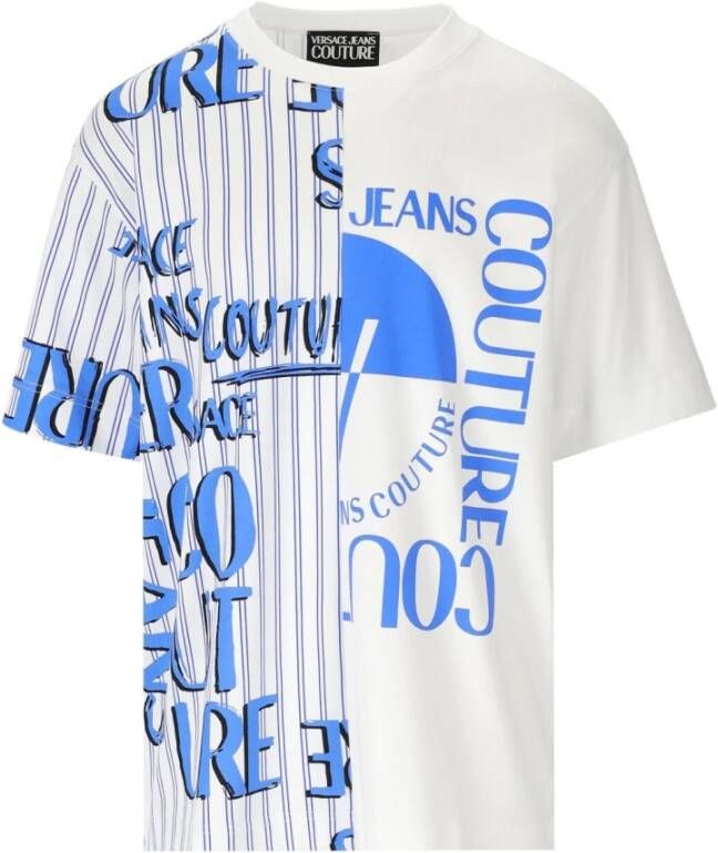 Versace Jeans Couture Doodle Logo Stripes White T-Shirt Wit Heren