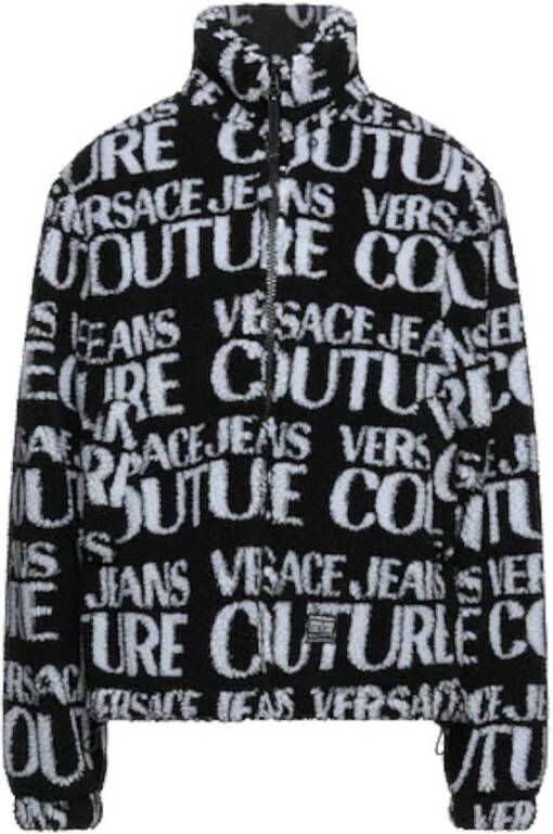 Versace Jeans Couture Logo Print Rits Fleece Versace Jeans Black Heren