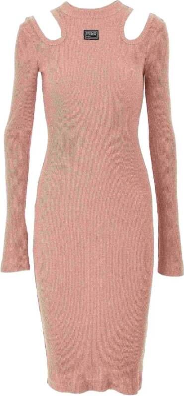 Versace Jeans Couture Prachtige Midi Jurk voor Modebewuste Vrouwen Pink Dames