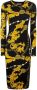 Versace Jeans Couture Stretch Viscose Midi Jurk met All-Over Logo Print Black Dames - Thumbnail 5