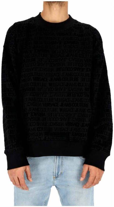Versace Jeans Couture Felpa basic a girocollo con stampa logo floccato uomo 73Gai310-Fs045 Nero Zwart Heren