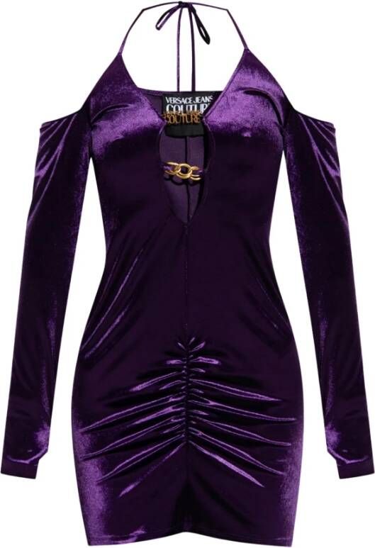 Versace Jeans Couture Fluweel jurk Purple Dames