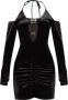 Versace Jeans Couture Zwarte fluwelen jurk met lange mouwen en open schouders Black Dames - Thumbnail 1