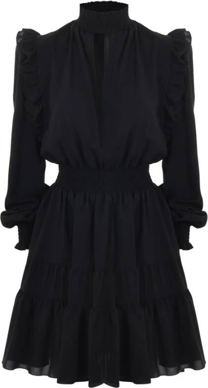 Versace Jeans Couture Zwarte jurk met opstaande kraag Black Dames