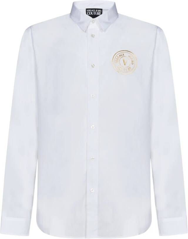 Versace Jeans Couture Witte Shirt met Logo en Knoopsluiting White Heren
