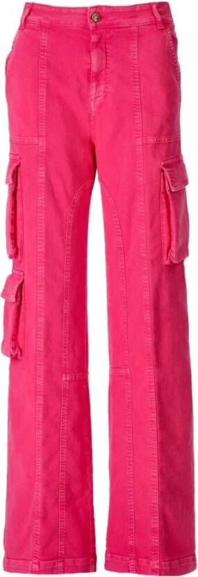 Versace Jeans Couture Fuchsia Wide LEG Cargo Jeans Paars Dames