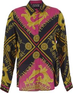 Versace Jeans Couture Fuchsia Zwart Foulard Print Shirt Roze Dames