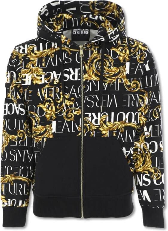 Versace Jeans Couture Gemengde logo barokke hoodie Zwart Heren