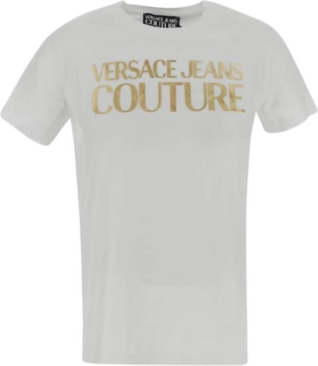 Versace Jeans Couture Glanzend Logo Print T-Shirt White Dames
