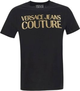 Versace Jeans Couture Glanzend Logo Print T-Shirt Zwart Dames