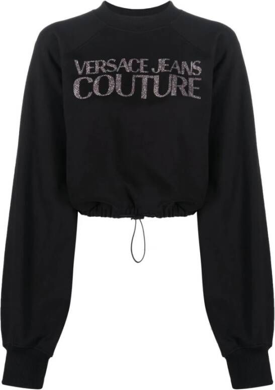 Versace Jeans Couture Glitter Logo Sweatshirt Zwart Dames