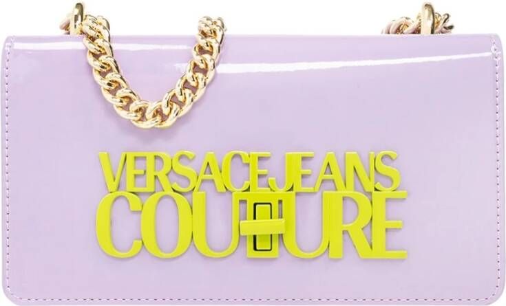 Versace Jeans Couture Glossy shoulder bag with logo Paars Dames