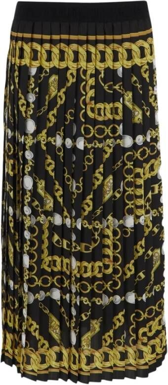 Versace Jeans Couture Gouden Ketting Print Mini Rok Zwart Dames