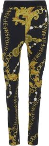 Versace Jeans Couture Gouden Kettingprint Leggings Zwart Dames