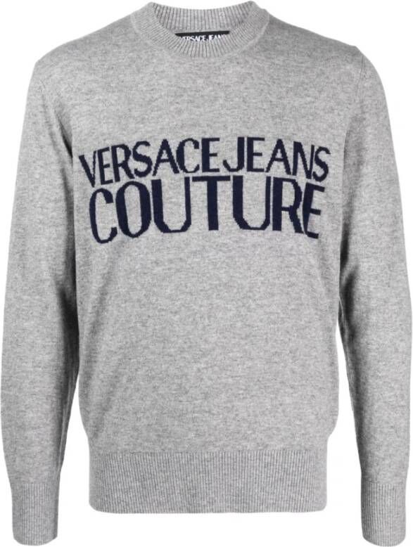 Versace Jeans Couture Grijze Sweaters Stijlvol Ontwerp Grijs Heren