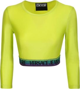 Versace Jeans Couture Groene Logo-Trim Cropped Top Groen Dames