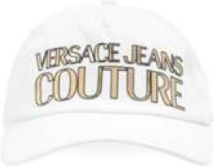 Versace Jeans Couture Witte Unisex Hoed met Gouden Logo White Unisex