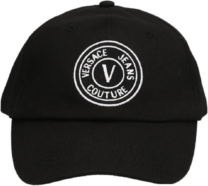Versace Jeans Couture Zwarte Katoenen Herenhoed met Wit Logo Black