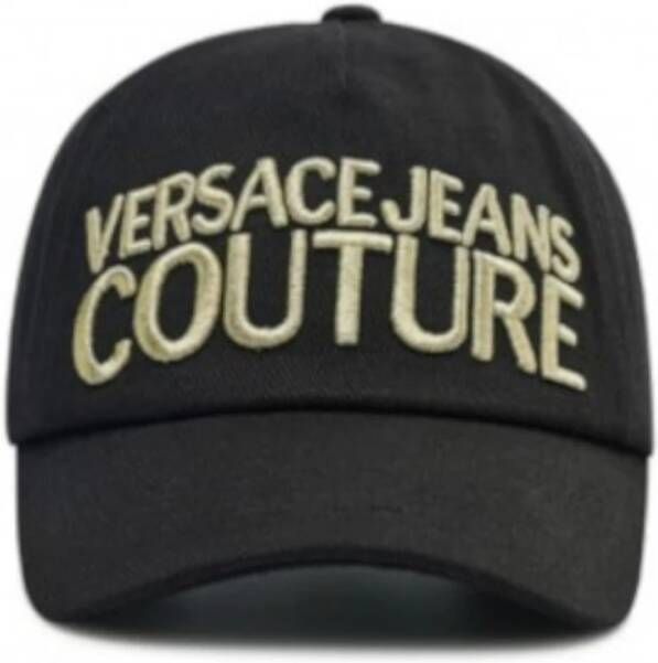 Versace Jeans Couture Zwarte Unisex Pet met Geborduurd Gouden Logo Black Unisex