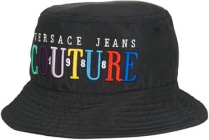 Versace Jeans Couture Multicolor Geborduurde Nylon Cloche Hoed Black Unisex