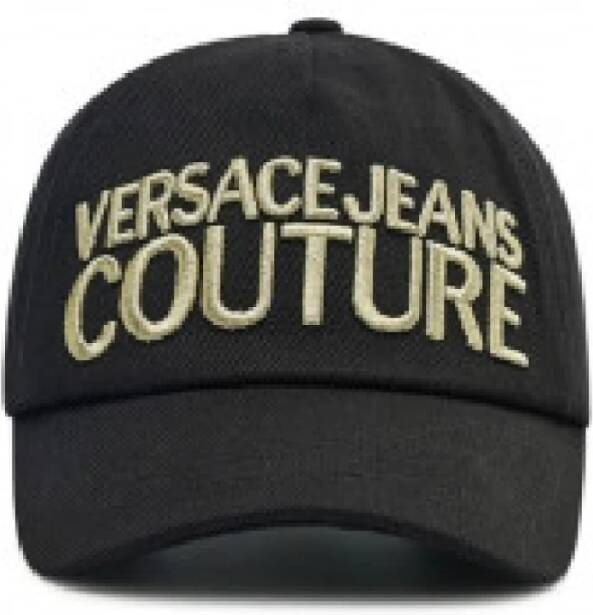 Versace Jeans Couture Zwarte Unisex Hoed met Geborduurd Logo Black Unisex