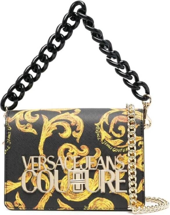 Versace Jeans Couture Elegante Zwarte Handtas met Metalen Logo Multicolor Dames