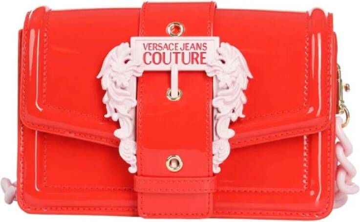 Versace Jeans Couture Rode Glanzende Dameshandtas met Verstelbare Band Red Dames