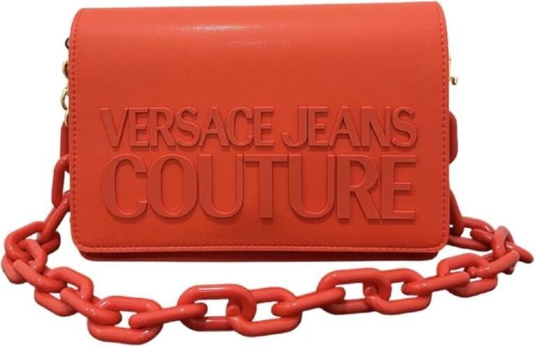 Versace Jeans Couture Rode handtas met contrasterend logo Red Dames
