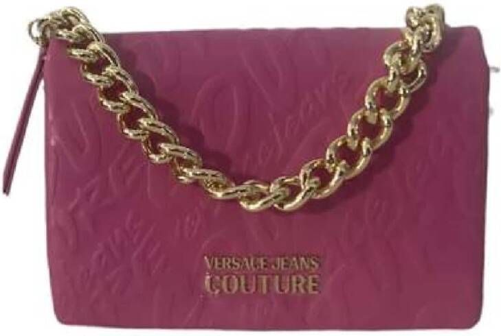 Versace Jeans Couture Roze Dames Tas met All Over Logo Belettering Pink Dames