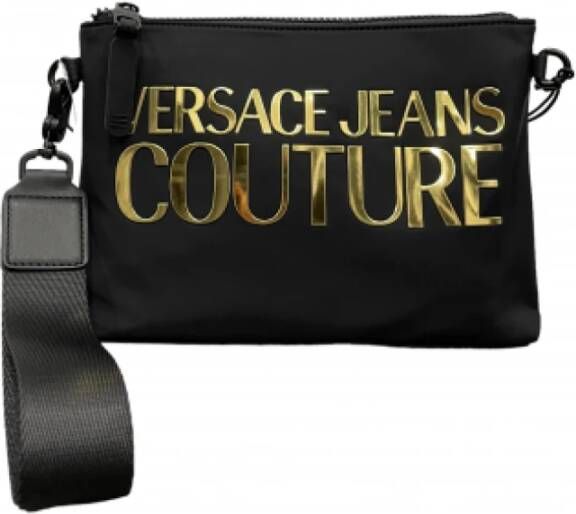 Versace Jeans Couture Zwarte Nylon Heren Pochette met Logo Black Heren